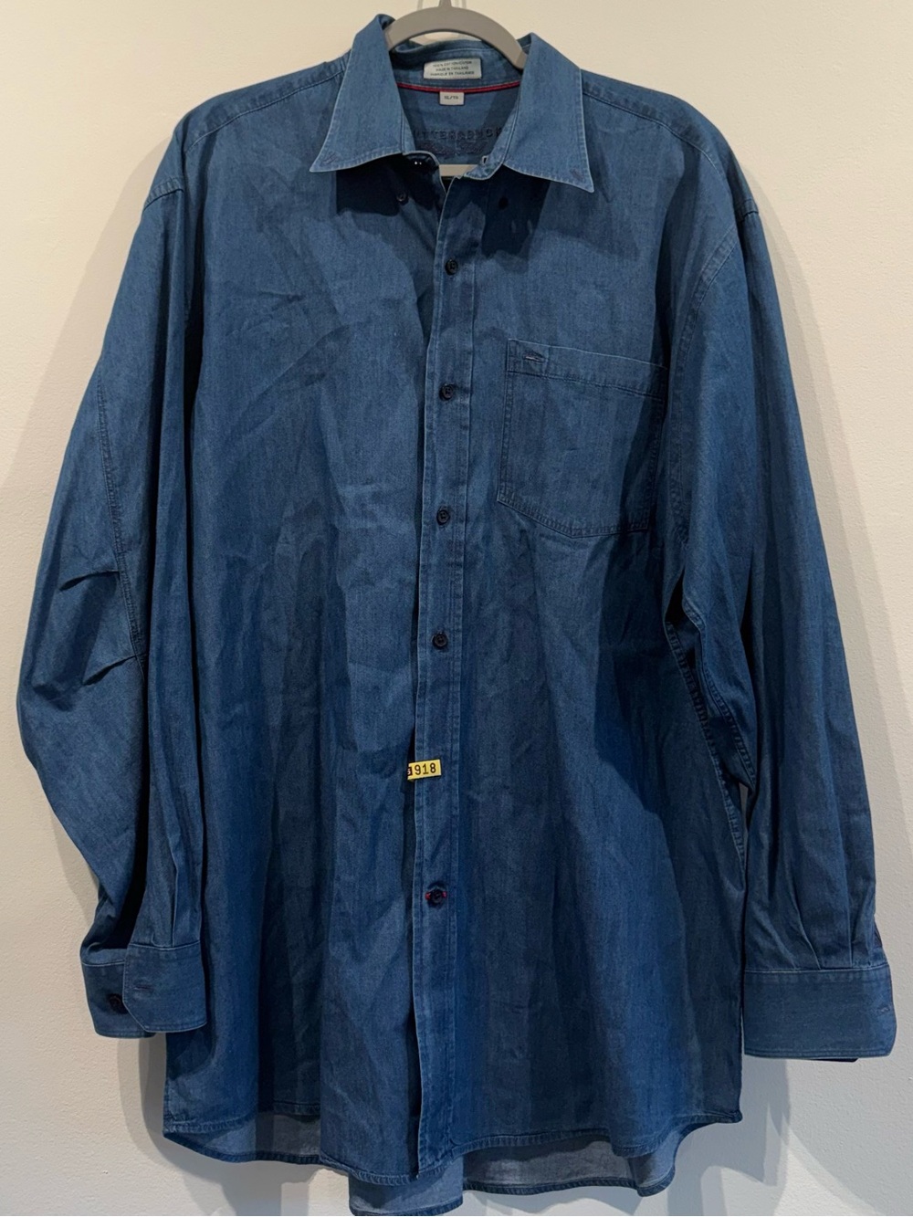 Cutter & Buck Denim Shirt in Medium Blue with Red Trim